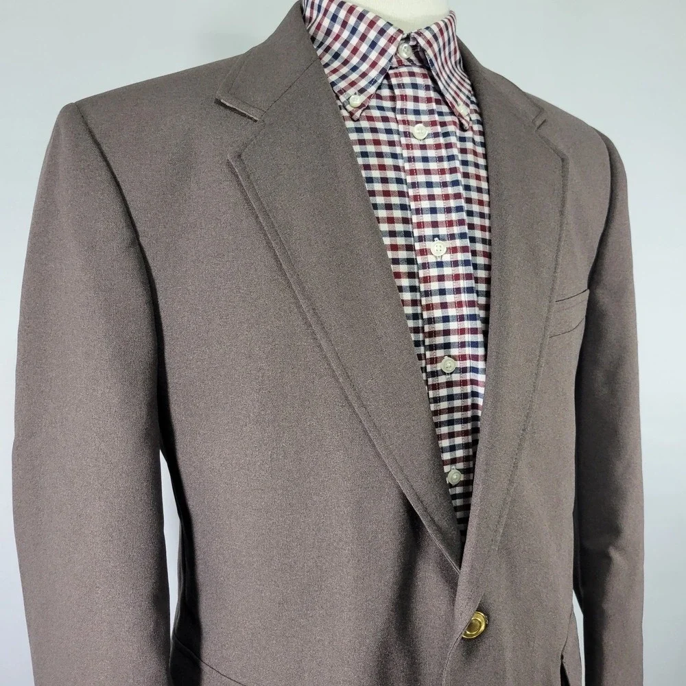Perma Prest Classic Collections Men's Sport Coat Blazer Two Button‎ Brown 46R